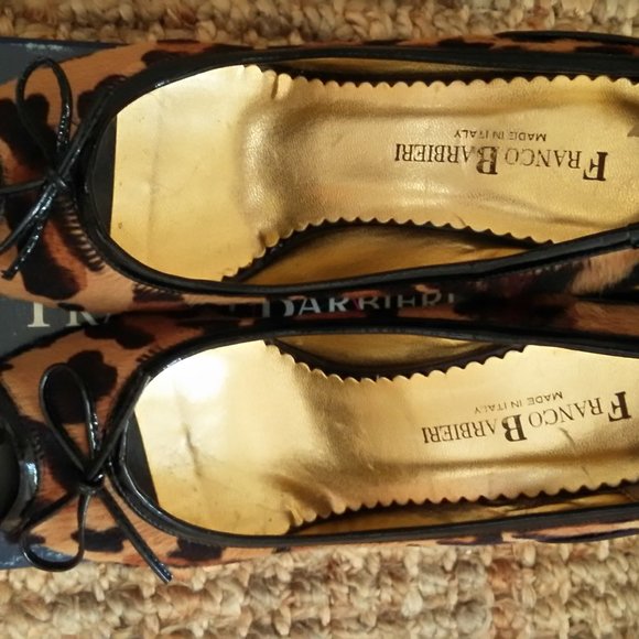 Open toe Leopard Calf Hair Heels - Picture 3 of 7